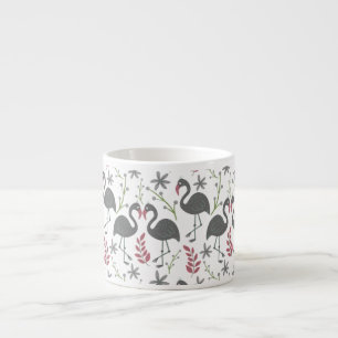 Rosa flamingo sömlösa blommor av mönster, löv espressomugg