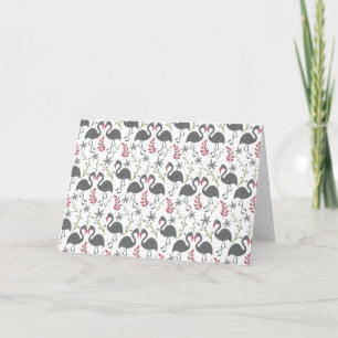 Rosa flamingo sömlösa blommor av mönster, löv kort