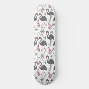 Rosa flamingo sömlösa blommor av mönster, löv mini skateboard bräda 18,5 cm