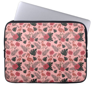 Rosa flamingo sömlösa blommor och löv från mönster laptop fodral