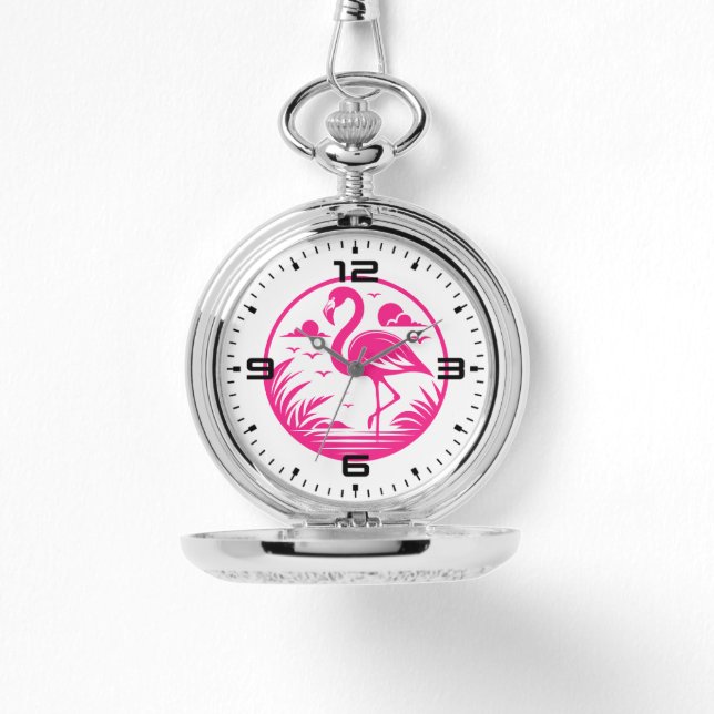 Rosa Flamingo Sommar Cirkel Design-68730 Armbandsur (Framsida)