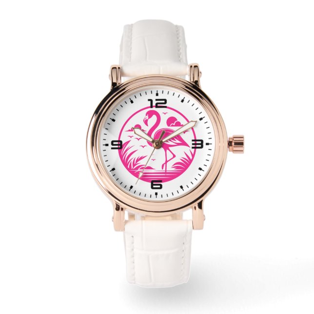 Rosa Flamingo Sommar Cirkel Design-68730 Armbandsur (Framsida)
