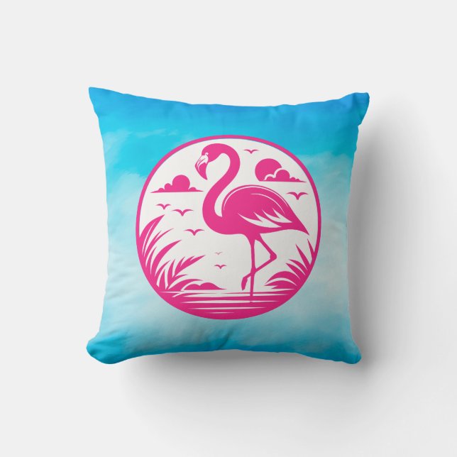 Rosa Flamingo Sommar Cirkel Design-68730 Kudde (Framsida)