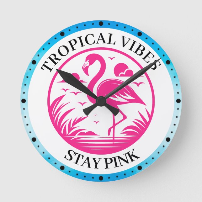 Rosa Flamingo Sommar Cirkel Design-68730 Rund Klocka (Framsida)