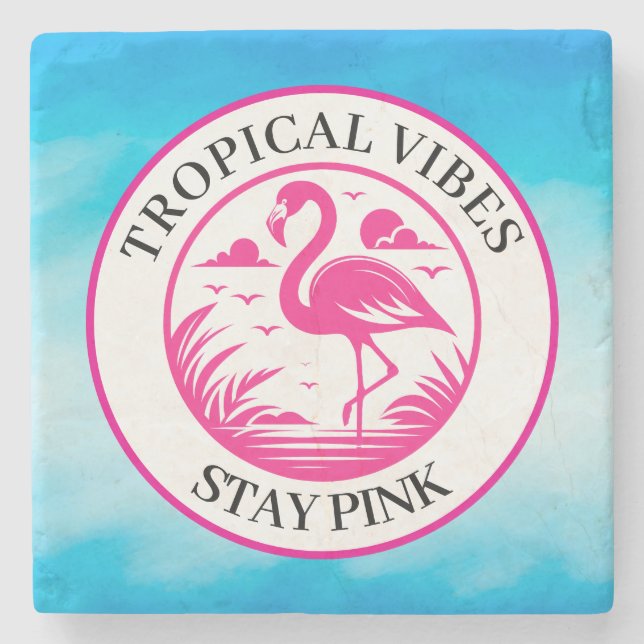Rosa Flamingo Sommar Cirkel Design-68730 Stenunderlägg (Framsidan)