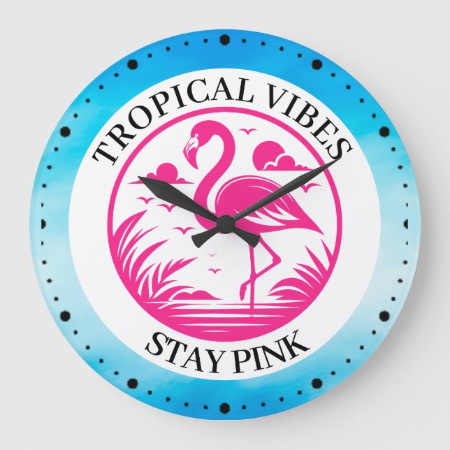 Rosa Flamingo Sommar Cirkel Design-68730 Stor Klocka (Framsida)