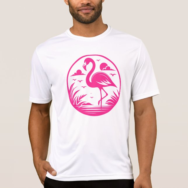 Rosa Flamingo Sommar Cirkel Design-68730 T Shirt (Framsida)