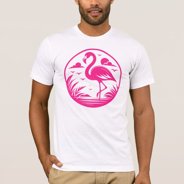 Rosa Flamingo Sommar Cirkel Design-68730 T Shirt (Framsida)