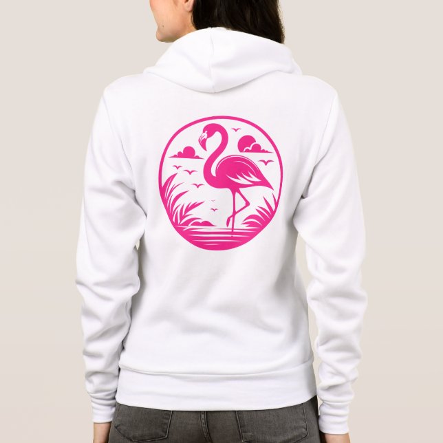Rosa Flamingo Sommar Cirkel Design-68730 T Shirt (Baksida)