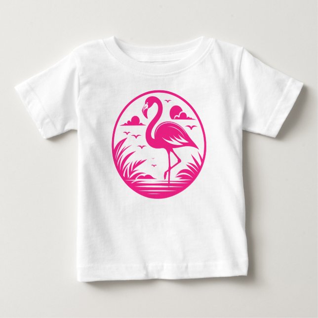 Rosa Flamingo Sommar Cirkel Design-68730 T Shirt (Framsida)