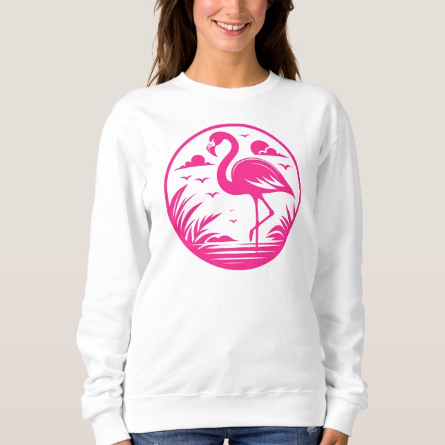 Rosa Flamingo Sommar Cirkel Design-68730 T Shirt (Framsida)