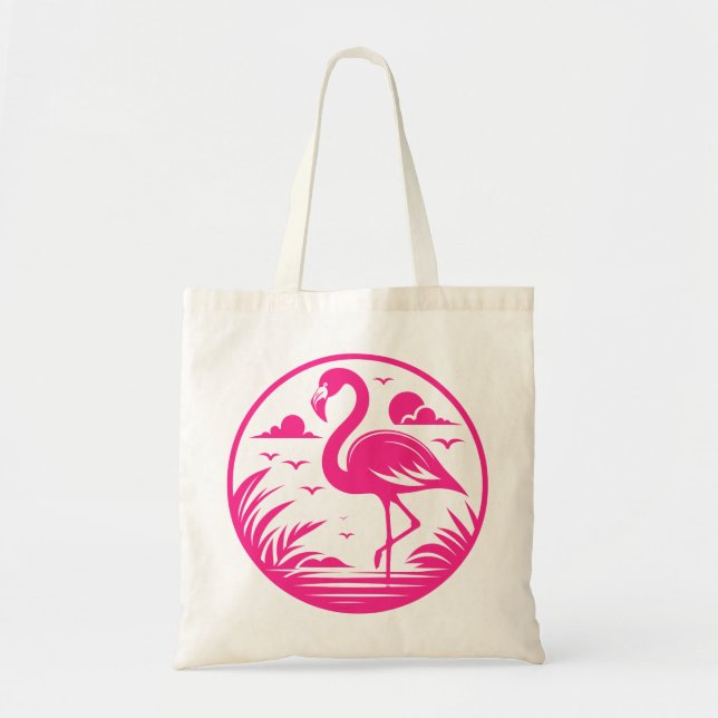 Rosa Flamingo Sommar Cirkel Design-68730 Tygkasse (Framsidan)