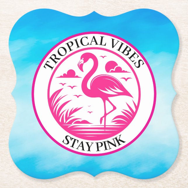 Rosa Flamingo Sommar Cirkel Design-68730 Underlägg Papper (Framsida)