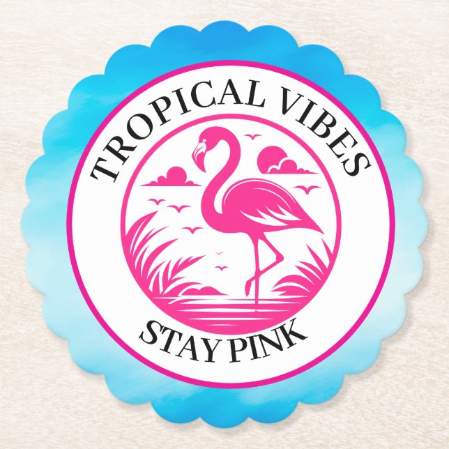 Rosa Flamingo Sommar Cirkel Design- Underlägg Papper (Framsida)