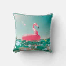 Rosa Flamingo Sommar Estetisk Kudd