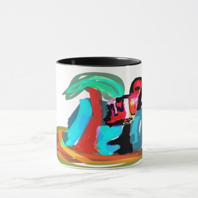 Rosa flamingo sommar mugg (Center)