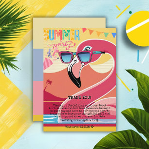 Rosa Flamingo Sommar Party Tack Kort
