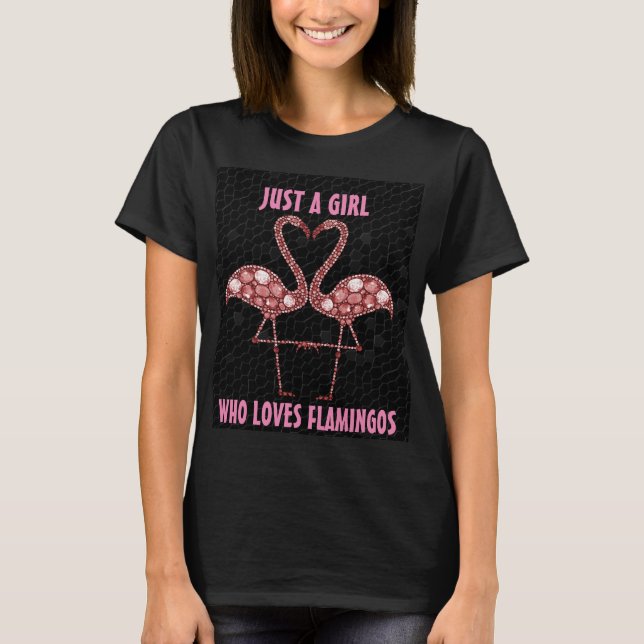 rosa flamingo sparkly kärlek flamingos t-shirts (Framsida)