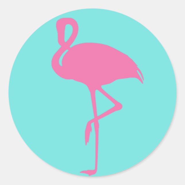 Rosa Flamingo Sticker Runt Klistermärke (Framsida)