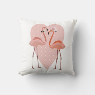 Rosa flamingo stilrent hjärta kärlek kudde