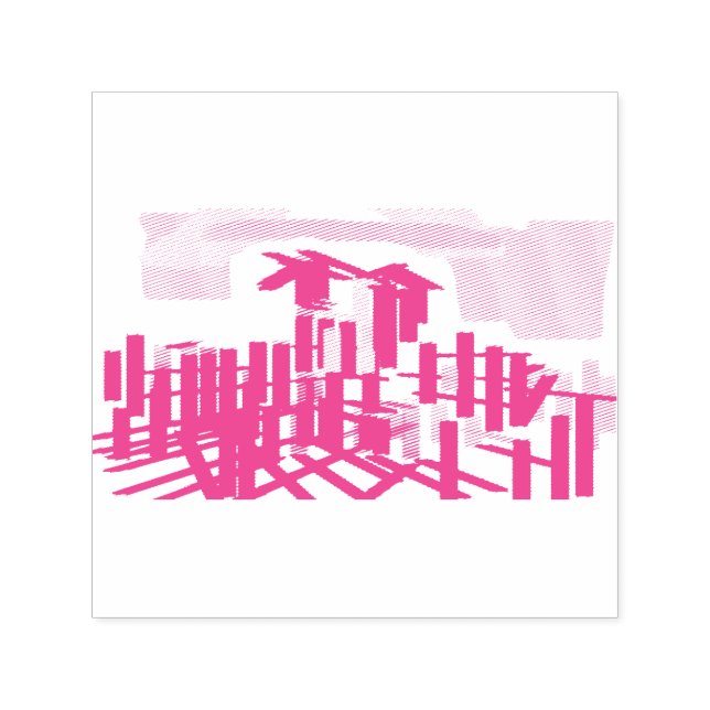 Rosa flamingo strand självfärgande stämpel (Design)