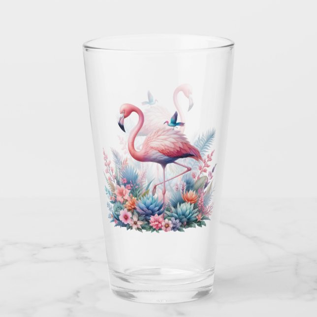 Rosa Flamingo Sublimering Glaskopp (Framsida)
