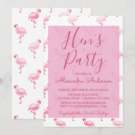 Rosa Flamingo Summer Hens Party Inbjudningar