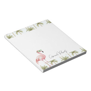 Rosa Flamingo Sunglasses Handflatan Träd Good Vibe Anteckningsblock