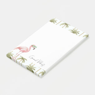 Rosa Flamingo Sunglasses Handflatan Träd Good Vibe Post-it Block