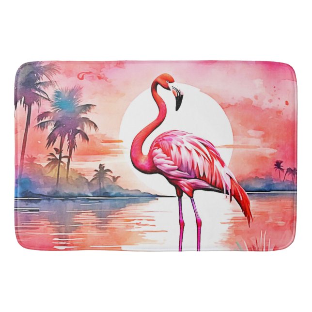 Rosa Flamingo Sunset Badrumsmatta (Framsidan)