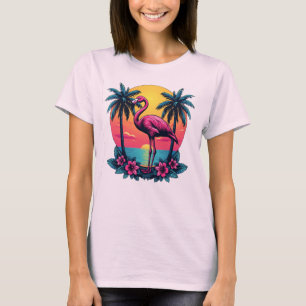 Rosa Flamingo Sunset Tee - Tropical Women's Shirt