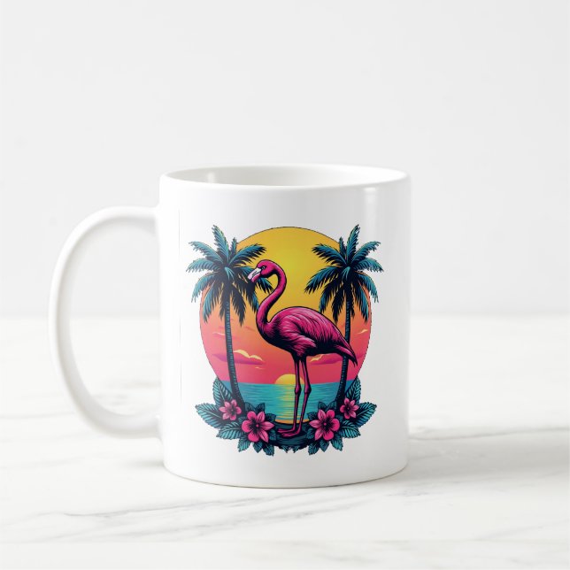 Rosa Flamingo Sunset - Tropical Coffee Mugg (Vänster)