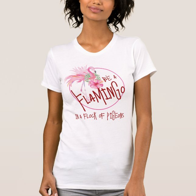 Rosa Flamingo T-shirts Inspirerande (Framsida)