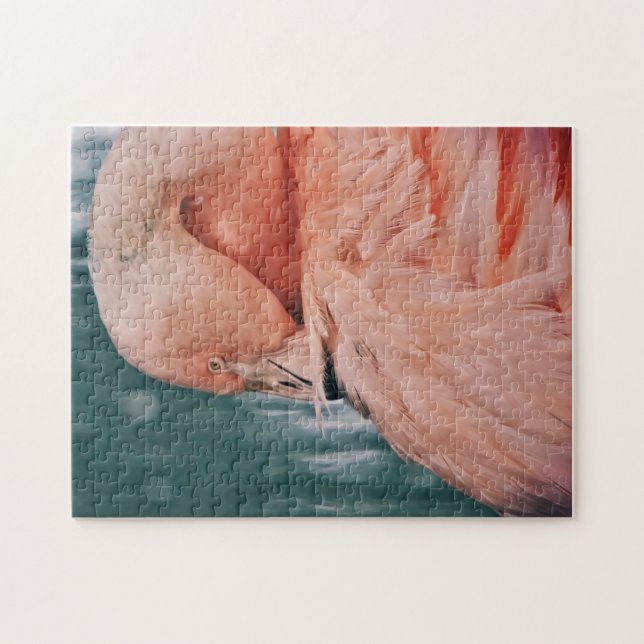 Rosa Flamingo Ta ett Bow Puzzle Pussel (Horisontell)