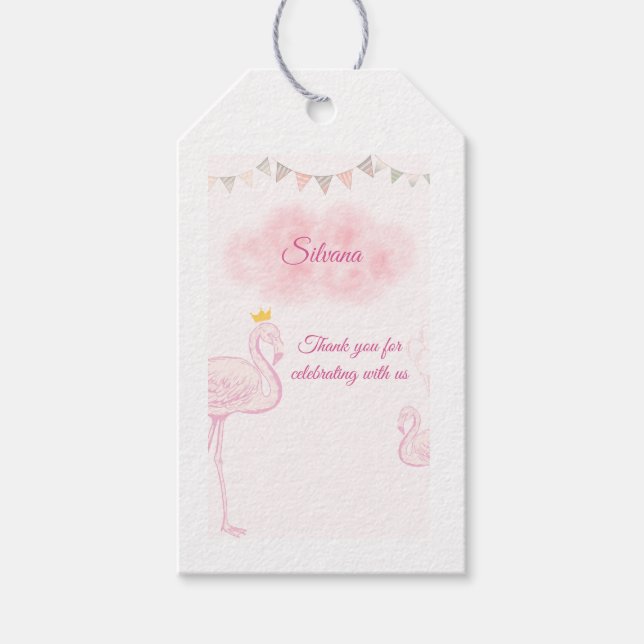 Rosa Flamingo Tack Märkning, Låt oss Flamingl Presentetikett (Framsidan)