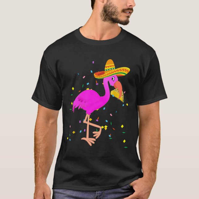 Rosa Flamingo Taco Funny Mexican Cinco De Mayo T Shirt (Framsida)