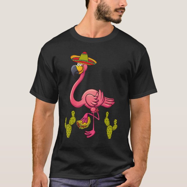 Rosa Flamingo Taco Mexican Cinco De Mayo T Shirt (Framsida)