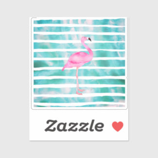 Rosa Flamingo Tealblå Ränder Modern Klistermärken