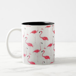Rosa Flamingo Teckning Flamingo Artist Rosa White Två-Tonad Mugg