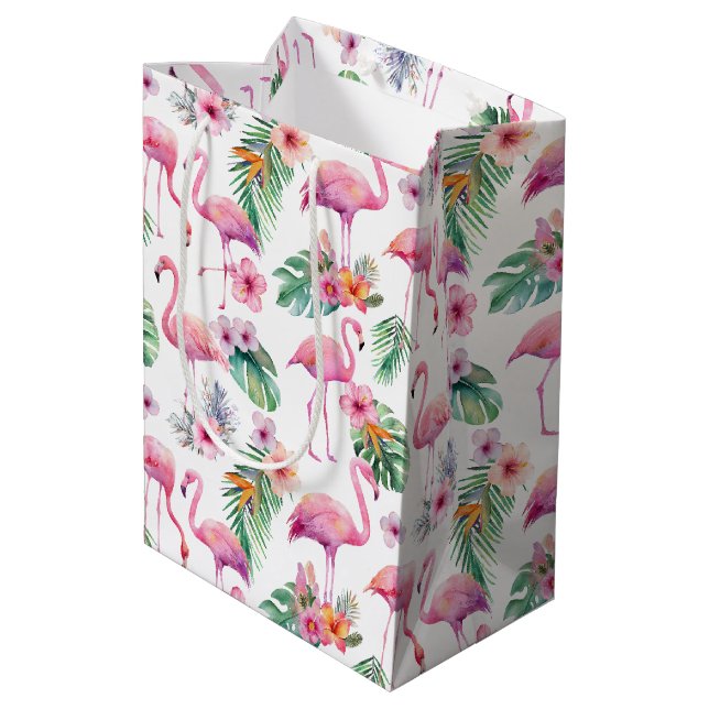 Rosa Flamingo Tropical Baby Shower Gift-säck (Baksidan Vinklad)