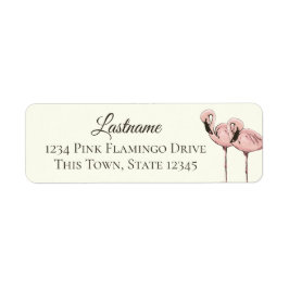 Rosa Flamingo Tropical Beach Returadress Etikett