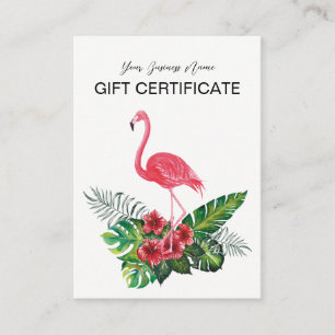 Rosa Flamingo Tropical Blommigt Gift Certificate Rabattkort