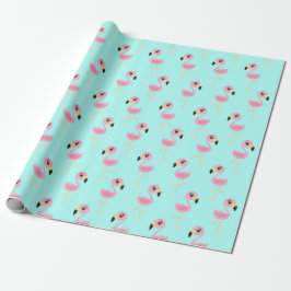 Rosa Flamingo Tropical Cute 1:a födelsedagen Presentpapper