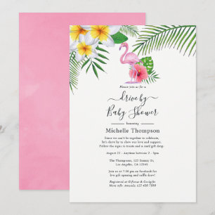 Rosa Flamingo Tropical Drive by Shower Inbjudningar