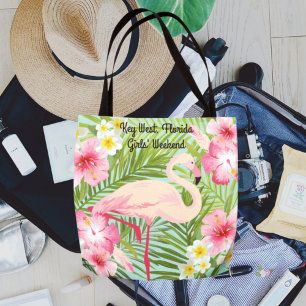 Rosa Flamingo Tropical Flowers Girls Helg Tygkasse