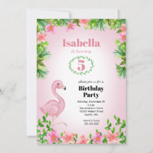 Rosa Flamingo Tropical Girls Birthday
