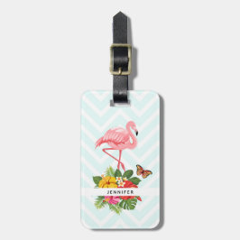 Rosa Flamingo & Tropical Hibiscus Finare Bagagebricka