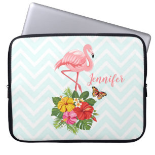 Rosa Flamingo & Tropical Hibiscus Finare Laptop Fodral