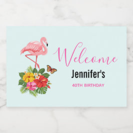 Rosa Flamingo & Tropical Hibiscus Finare Mat Etiketter