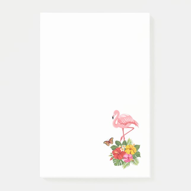 Rosa Flamingo & Tropical Hibiscus Finare Post-it Block (Framsida)